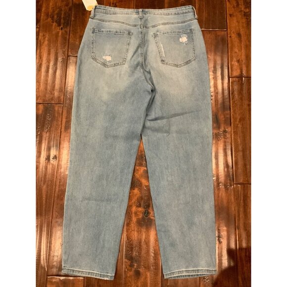 Abound Light Wash Distressed Boyfriend Straight Blue Denim Jeans, Size 30 - Picture 6 of 10